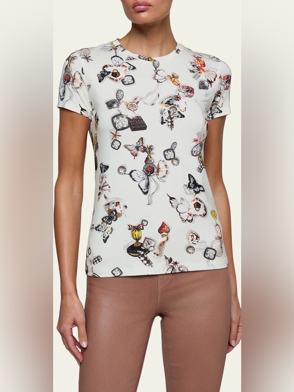 L'AGENCE Ressi Short-Sleeve Butterfly Charm Tee